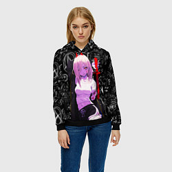 Толстовка-худи женская Да это же Пауэр - Человек бензопила, цвет: 3D-черный — фото 2