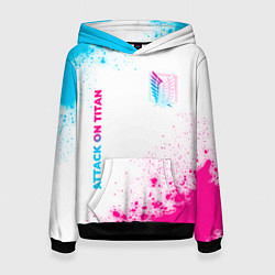 Женская толстовка Attack on Titan neon gradient style: надпись, симв