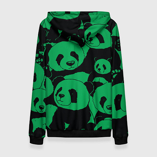 Женская толстовка Panda green pattern / 3D-Черный – фото 2