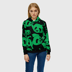 Толстовка-худи женская Panda green pattern, цвет: 3D-черный — фото 2