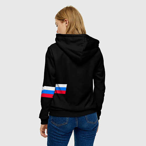 Женская толстовка Россия и три линии на черном фоне / 3D-Черный – фото 4