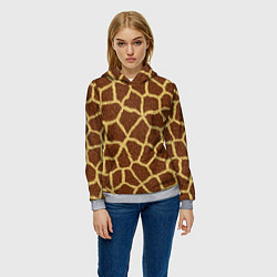 Толстовка-худи женская Текстура жирафа, цвет: 3D-меланж — фото 2