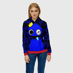 Толстовка-худи женская Радужные друзья - персонаж Синий, цвет: 3D-красный — фото 2