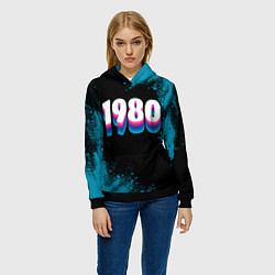 Толстовка-худи женская Made in 1980: vintage art, цвет: 3D-черный — фото 2