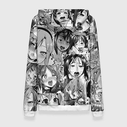 Женская толстовка Ахегао паттерн / 3D-Белый – фото 2