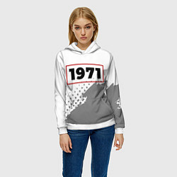 Толстовка-худи женская 1971 - в красной рамке на светлом, цвет: 3D-белый — фото 2