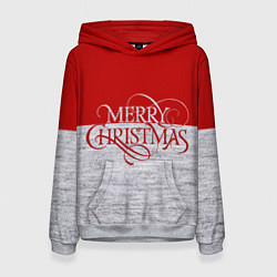 Толстовка-худи женская Merry Christmas красный, цвет: 3D-меланж