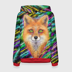 Толстовка-худи женская Лис космос, цвет: 3D-красный