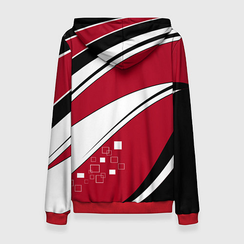 Женская толстовка Красно черная абстракция на белом спорт / 3D-Красный – фото 2