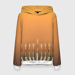 Толстовка-худи женская Уютная Ханука, цвет: 3D-белый