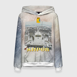 Толстовка-худи женская Киров - Филармония зимой, цвет: 3D-белый