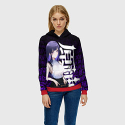 Толстовка-худи женская Геншин импакт: Райдэн в современности, цвет: 3D-красный — фото 2