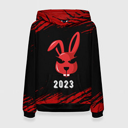 Толстовка-худи женская 2023 Кролик суровый, цвет: 3D-черный