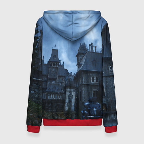 Женская толстовка Уэнсдэй Аддамс - замок / 3D-Красный – фото 2