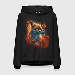 Толстовка-худи женская Огненная лиса, цвет: 3D-черный