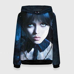 Толстовка-худи женская Уэнсдэй: дочь Аддамсов, цвет: 3D-черный