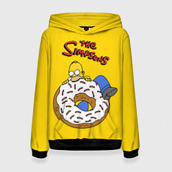 Женская толстовка Гомер Симпсон ест пончик