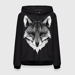 Толстовка-худи женская Lowpoly fox, цвет: 3D-черный