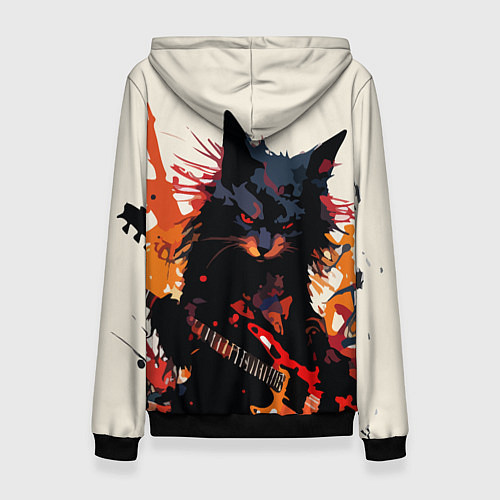 Женская толстовка Black rocker cat on a light background - C-Cats co / 3D-Черный – фото 2