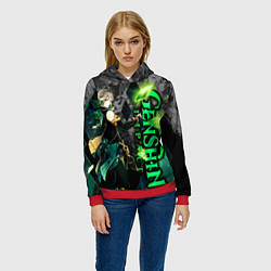 Толстовка-худи женская Геншин импакт - Аль-Хайтам, цвет: 3D-красный — фото 2