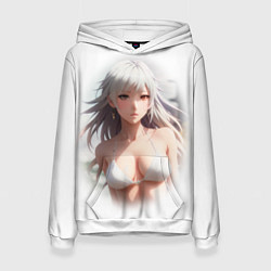 Толстовка-худи женская Аниме девушка красивая, цвет: 3D-белый