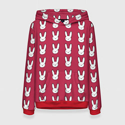 Толстовка-худи женская Bunny Pattern red, цвет: 3D-красный