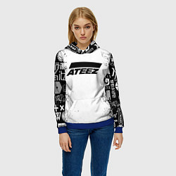 Толстовка-худи женская Ateez black and white, цвет: 3D-синий — фото 2