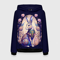 Толстовка-худи женская Мистический заяц, цвет: 3D-черный