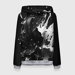 Толстовка-худи женская Брызги красок - белая и черная, цвет: 3D-меланж
