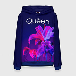 Толстовка-худи женская The Queen Королева и цветы, цвет: 3D-синий