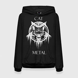 Толстовка-худи женская Cat metal, цвет: 3D-черный