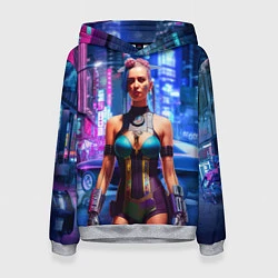 Толстовка-худи женская Cyberpunk 2077 - neural network, цвет: 3D-меланж