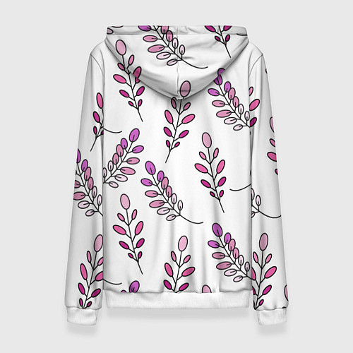 Женская толстовка Дудл листья на белом - паттерн / 3D-Белый – фото 2