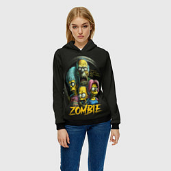 Толстовка-худи женская Simpsons zombie, цвет: 3D-черный — фото 2