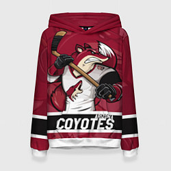 Толстовка-худи женская Arizona Coyotes маскот, цвет: 3D-белый