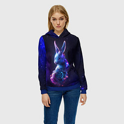 Толстовка-худи женская Космический звёздный кролик, цвет: 3D-синий — фото 2
