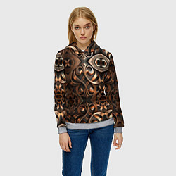 Толстовка-худи женская Золотой узор - паттерн, цвет: 3D-меланж — фото 2