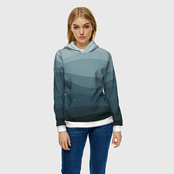 Толстовка-худи женская Бирюзовые волны, цвет: 3D-белый — фото 2
