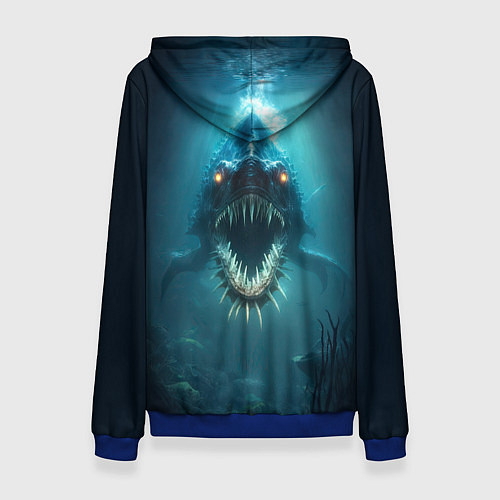 Женская толстовка Голодный мегалодон / 3D-Синий – фото 2