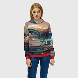 Толстовка-худи женская Необъятный океан, цвет: 3D-красный — фото 2