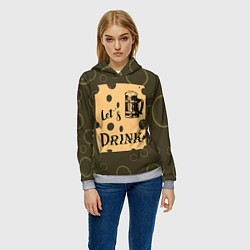 Толстовка-худи женская Давай выпьем, цвет: 3D-меланж — фото 2