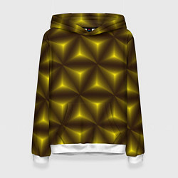 Толстовка-худи женская Желтые треугольники, цвет: 3D-белый