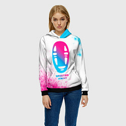 Толстовка-худи женская Spirited Away neon gradient style, цвет: 3D-черный — фото 2