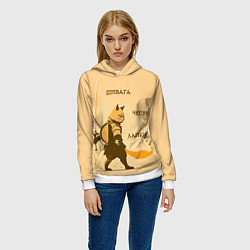 Толстовка-худи женская Кот-воин, цвет: 3D-белый — фото 2