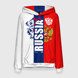 Толстовка-худи женская Russia national team: white blue red, цвет: 3D-белый