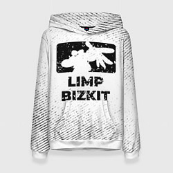 Толстовка-худи женская Limp Bizkit с потертостями на светлом фоне, цвет: 3D-белый