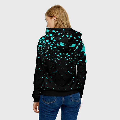 Женская толстовка Енот в стиле киберпанк / 3D-Черный – фото 4