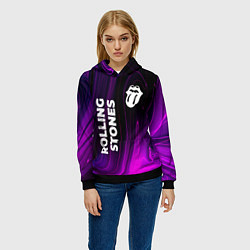 Толстовка-худи женская Rolling Stones violet plasma, цвет: 3D-черный — фото 2