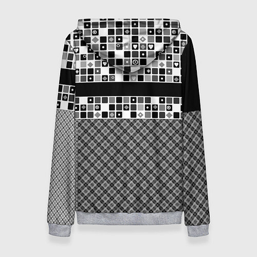 Женская толстовка Черно-белый лоскутный узор-пэчворк / 3D-Меланж – фото 2