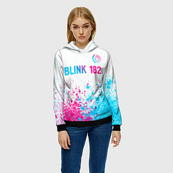 Толстовка-худи женская Blink 182 neon gradient style: символ сверху, цвет: 3D-черный — фото 2